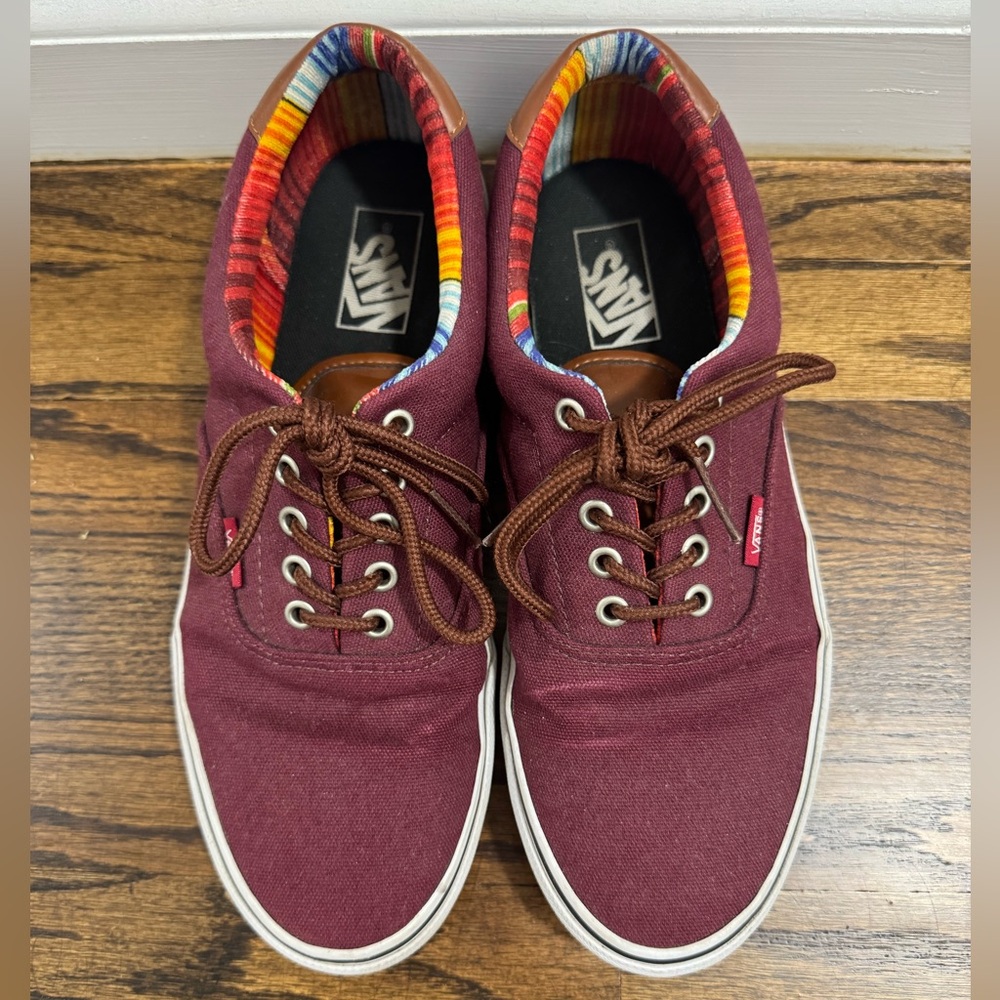 Vans Era 59 Port Royale Multi Stripe Men’s Size 10 Burgundy Sneakers